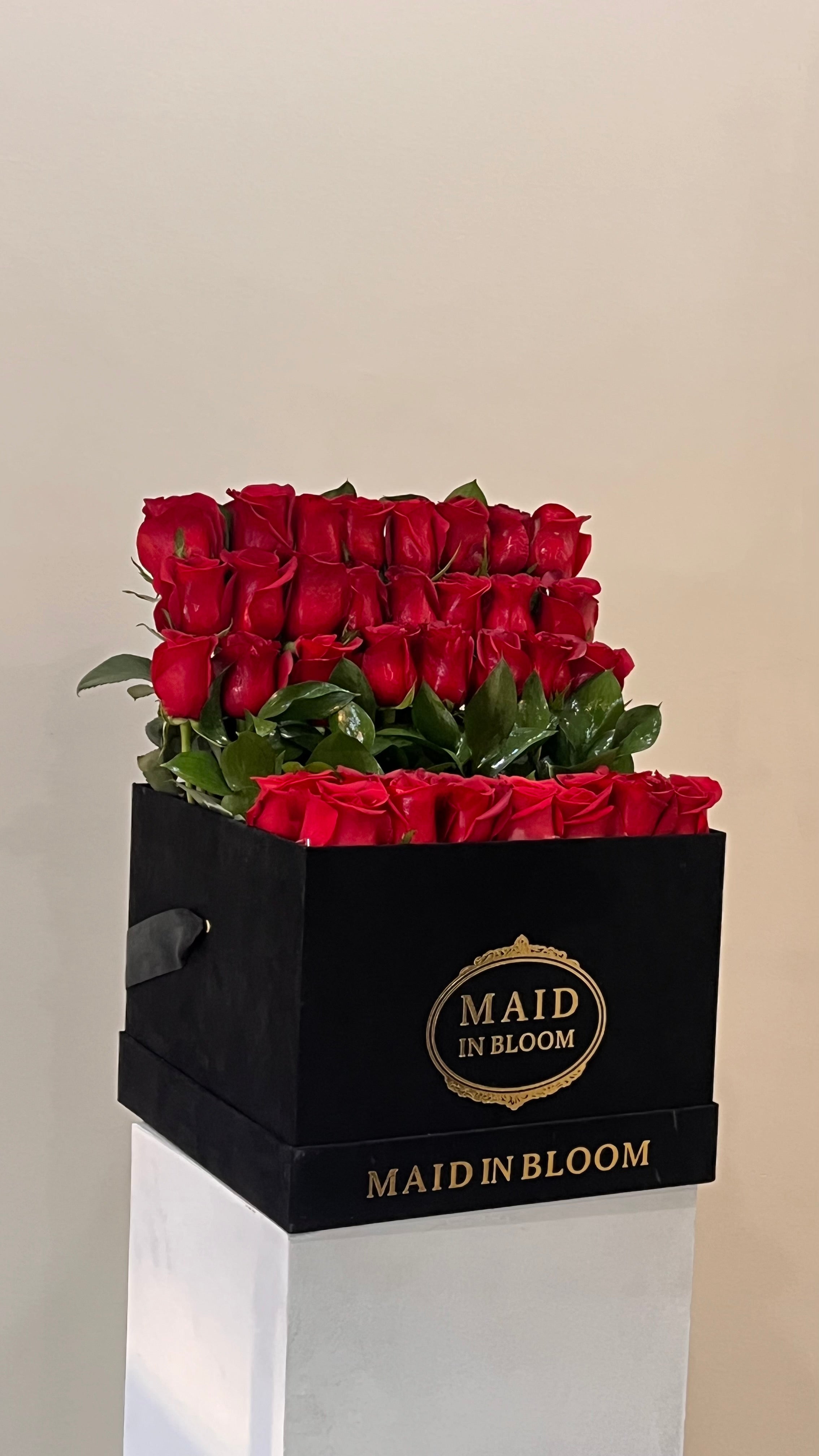Romantic Cascade Rose Box Arrangement